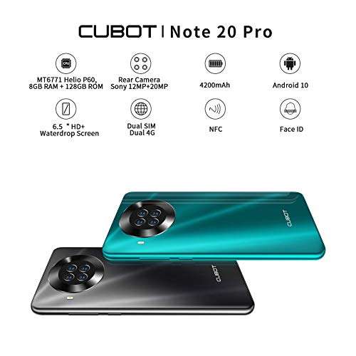 CUBOT Unlocked Cell Phones(8GB/128GB), Note 20 Pro Smartphones, 6.5" HD+ Display, Quad Camera, 4200mAh Battery, Android 10, Dual SIM 4G Budget Phone, US Version, Black 2