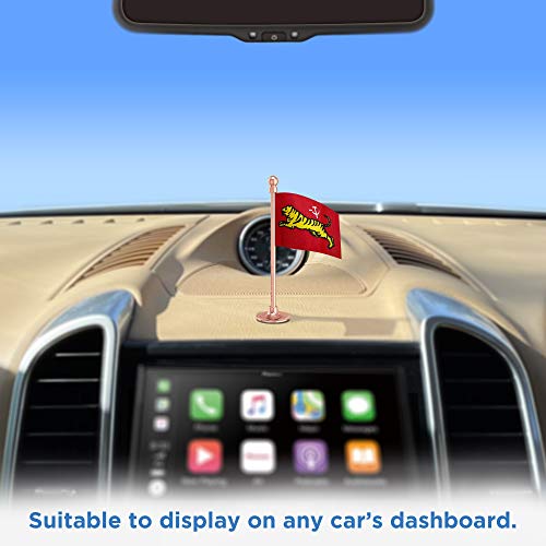 The Flag Corporation All India Forward Bloc (AIFB) Car Dashboard Flag 2in x 3in With A Plastic Sublime Gold Base 3