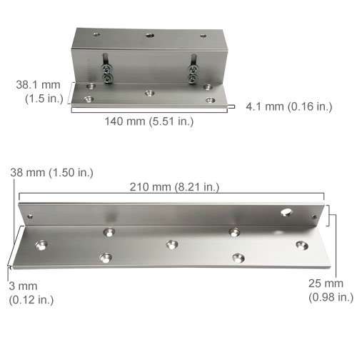Visionis LZ300 L and Z Bracket 300lbs Electromagnetic Lock for Inswinging Door Access Control Maglock 2