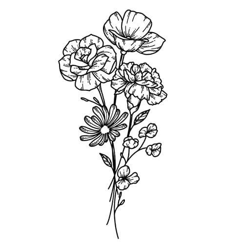 Inkbox Temporary Tattoos - Amore - Kit Semi Permanent Tattoos - Includes Primer Wipe and One 4x4in Tattoo with For Now Ink. Applies in 1-2 Minutes. Lasts 1-2 Weeks. Peony Flower Design 3