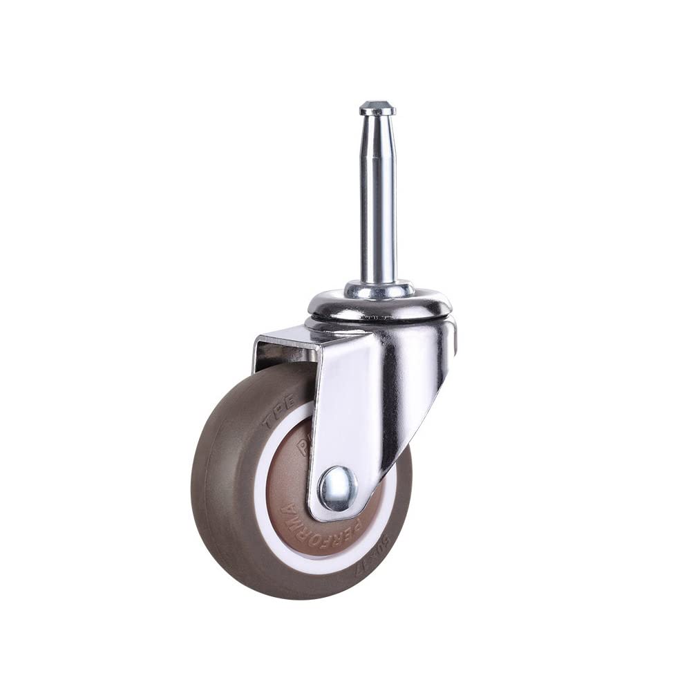 NERILEE 2 Inch Rubber Caster Wheel Set of 4 with 5/16" x 1-1/2"" (8 x 38mm) Stem and 20mm Dia Sockets, for Furniture Crib Trolley Dining Car Casters 5