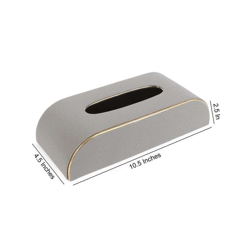 INLAND DECORS Pu Leather Car Tissue Box/Napkin Box Holder/Car Tissue Paper Holder with 2 Ply 100 Pull Tissue Paper Compatible with All Cars (Grey, 5) 4