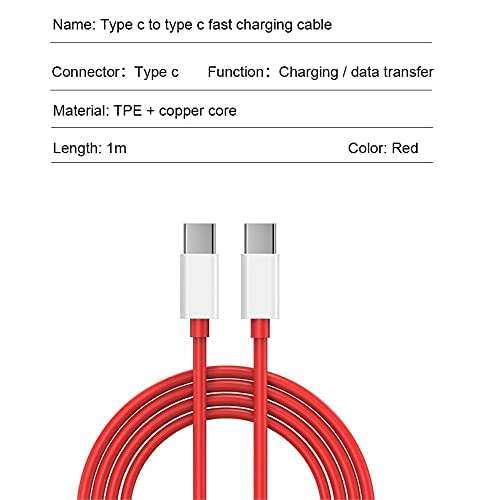 Type C to Type C USB Cable for vivo iQOO Z1, vivo iQOO Z 1 USB C to USB C Fast Charging Type C Cable Tough Unbreakable material, 60W PD | USB Type-C to Type-C 60W Fast Charging Data cable for Smartphone- Red, LKS|7 4