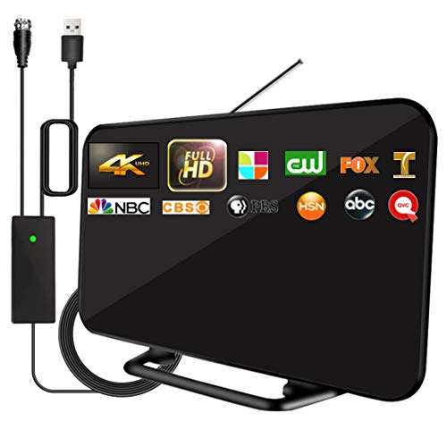 2021 Digital HD Indoor Antenna 200+ Miles Long Range with Powerful Built-in Amplifier,HD TV Antenna with 19.6ft Long Coax Cable,Support All Television for Free Local Channels 4K 1080P VHF UHF 1