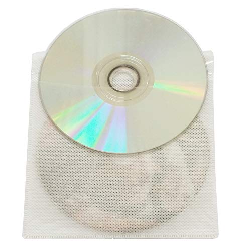 Baocool 100 Pack Premium CD DVD Sleeves,Thick Non-Woven Material Double-Sided Refill Plastic Sleeve for CD and DVD Storage Binders Disc Case (White) 5
