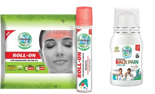 Combo Pack of Rollon-AmruTanJan Liquid Balm 10ml-relief from headache with AmruTanJan Back Pain Roll on- 50 ml