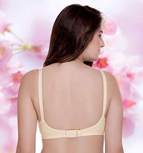Sona Women's Cotton Minimiser Nursing Bra (FEEDINGBRA-04-SKIN-WHT-PINK-95B_Skin-wht-Pink_38) 3