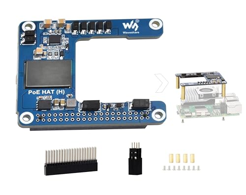 PoE HAT Compatible with Raspberry Pi 5/Compute Module 5, Power Over Ethernet HAT 5V 5A Output, 802.3af/at Network Standard, Isolated Switched-Mode Power Supply, Support Pi5 Case & Active Cooler