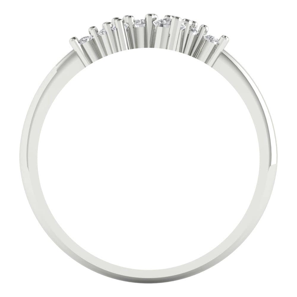 Clara Pucci 0.17Ct Round Cut Synthetic Moissanite 18K White Gold Engagement Wedding Stackable Band SZ 3.5 5