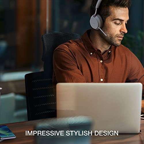 Yealink BH72 Bluetooth Headset UC with Charging Stand, USB-A (Grey) - GTW Bundle Yealink Wireless Headset with Global Teck Microfiber Cloth - Compatible for Office and Home Use 5
