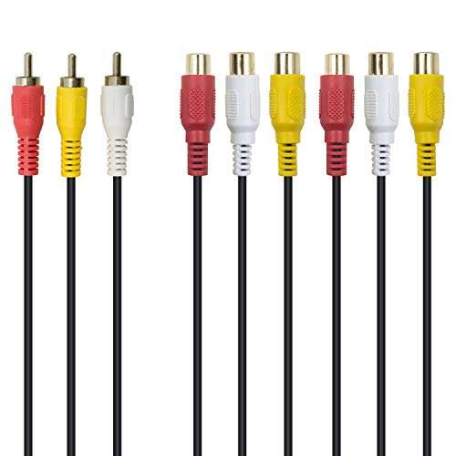 Duttek RCA Splitter Cable, AV Splitter 3 RCA Male Jack to 6 RCA Female Plug RCA Y Splitter Extension Audio Video AV Adapter Cable 12 Inch/30cm 2