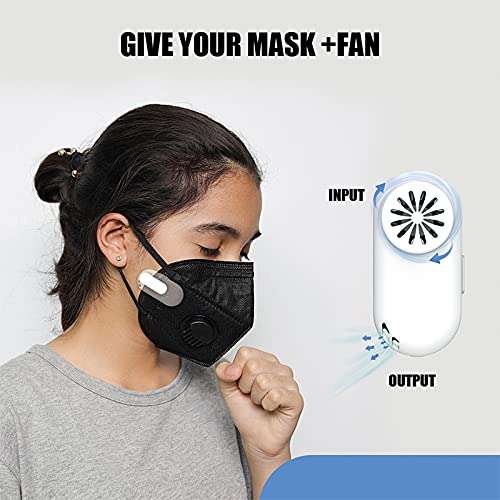 Rechargeable Face Mask Fan, Clip Air Purifier Fan for Mask USB Mini Fan Personal Air Cooling Fan for Face Mask 3 Speed Lightweight and Non-sense to Wear. (Black) 2
