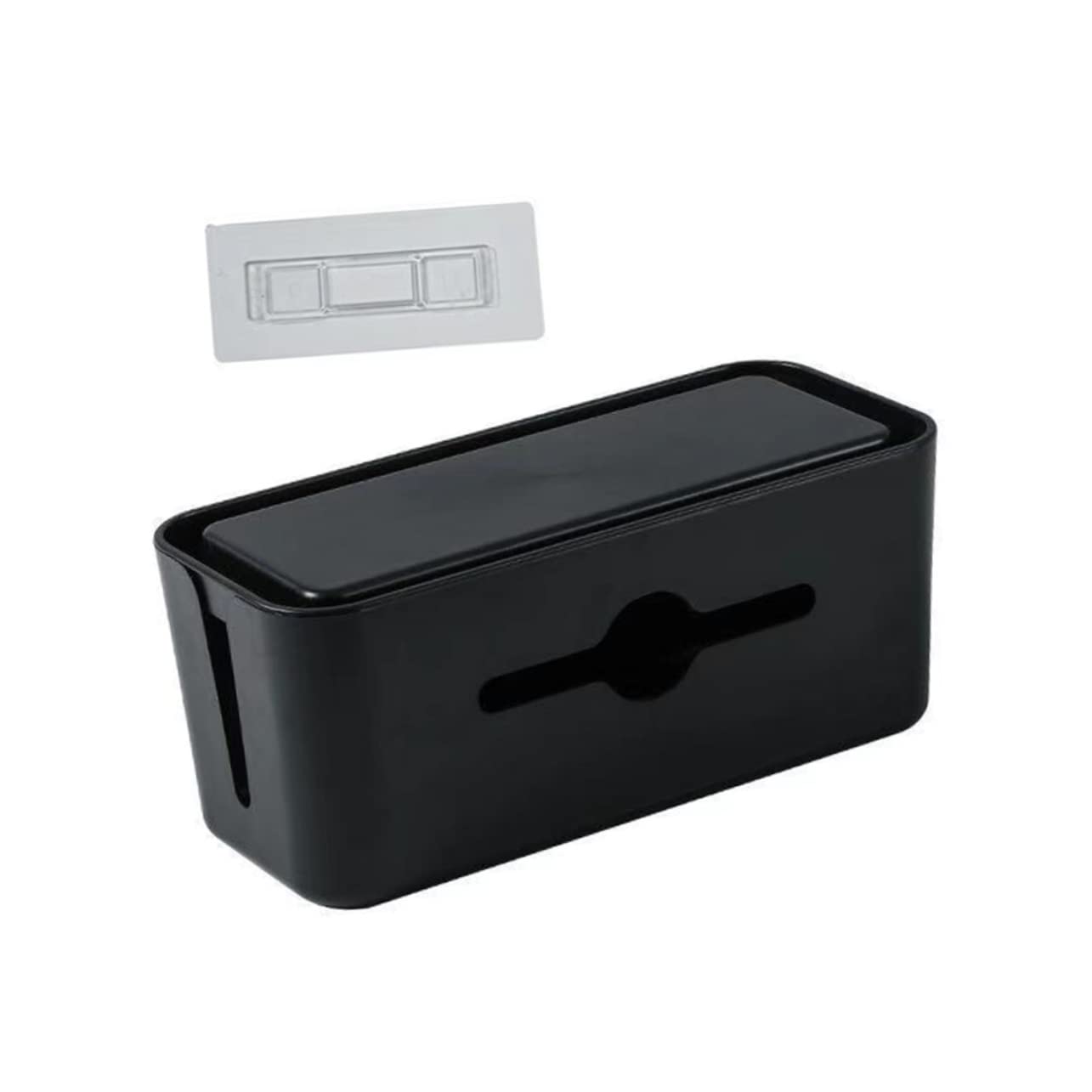 MERRYHAPY Box Plug Storage Box -Electric Socket Case Organizer Cable Management Case Holder Clear Tote Cord Organizer Cable Hider Case Cable Trunking TRS Abs Black 1