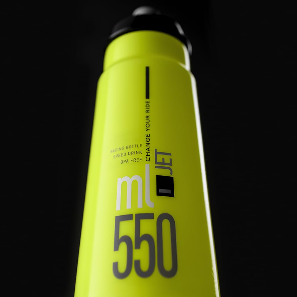Elite Jet 550ml Water Bottle, Fluorescent Yellow with Black Logo – High-Flow, Biodegradable, and BPA-Free 4