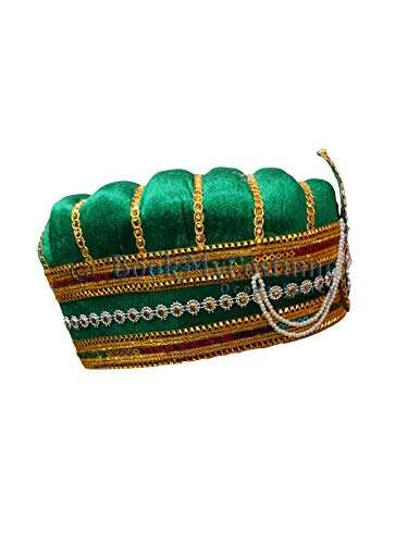 BookMyCostume Synthetic Green Mughal Emperor Ruler Pagdi Indian Turban For Boys And Men 8-14 Years 2