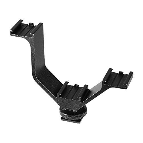 Yantralay Universal Triple Hot Shoe Mount Bracket -Lightweight & Sturdy - Attach LED Lights, Microphones, and More - Portable Studio Accessory for DSLR Cameras (Black) 4