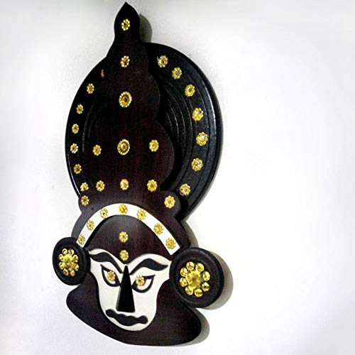 Kauthuk Decorative Handicraft Wood Made Traditional Kathakali Mask Wall Hung Head For Home Decor & Vastu (8x12 inches) 2