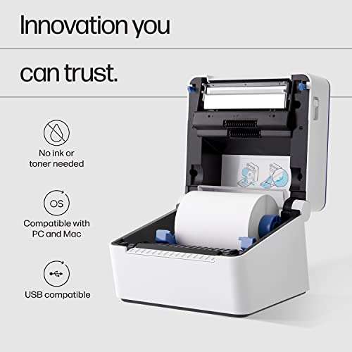 HP Shipping Label Printer, 4x6 Commercial Grade Direct Thermal, Compact & Easy-to-use, High-Speed 203 DPI, Barcode Printer, Compatible with Amazon, UPS, Shopify, Etsy, Ebay, ShipStation & More 4
