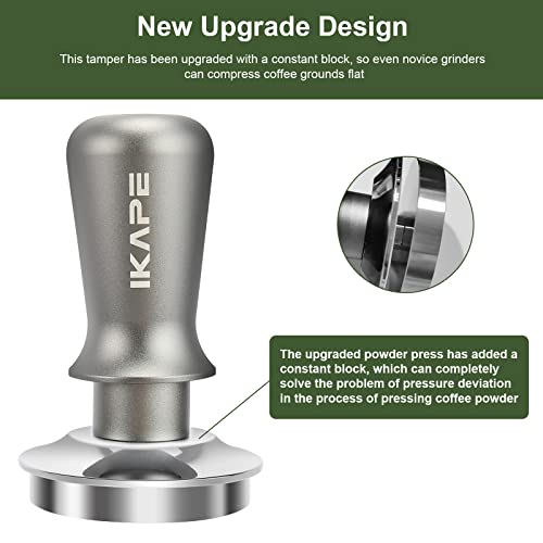 IKAPE 53mm Espresso Tamper, Premium Barista Coffee Tamper with Calibrated Spring Loaded, 100% Flat Stainless Steel Base Tamper Fits for Breville Series 54mm Portafilter Basket 2