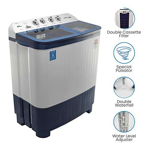 Voltas Beko 8.5 kg Semi-Automatic Top Loading Washing Machine, 2 Casette Filter (WTT85DBLG, Sky Blue) 3