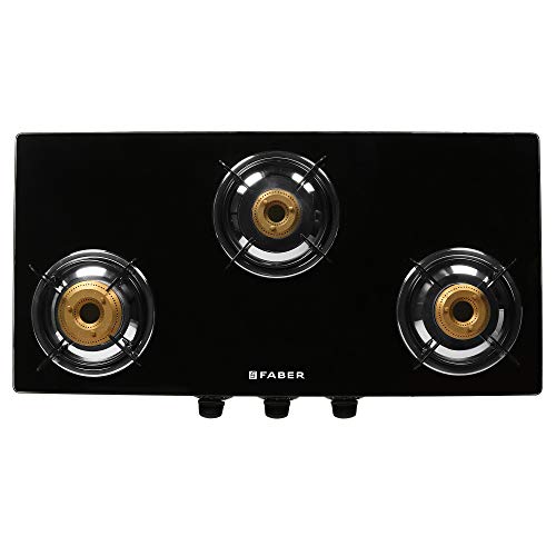 Faber Gas stove 3 Burner Glass Cooktop ( Jumbo 3BB BK) Manual Ignition, Black, Glass & Steel 6