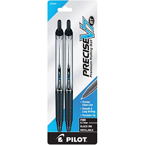 Pilot Precise V7 RT Retractable Rolling Ball Pen, Fine Point, 2-Pack, Black Ink (26056) 1