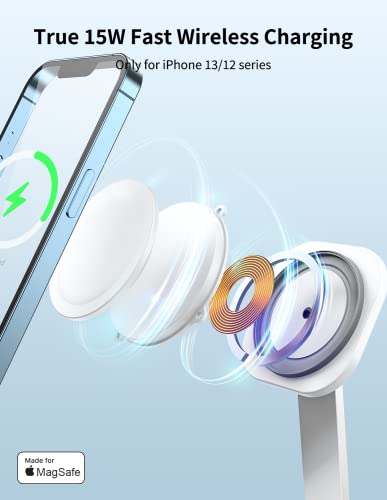 MOMAX Magnetic Wireless Charging Station，25W 3 in 1 Q.Mag Pro Wireless Charger Stand Fast Charging Station only for iPhone 15,14,13,12 Series, AirPods Pro, Apple Watch 1-9 Series (No AC Adapter) 2