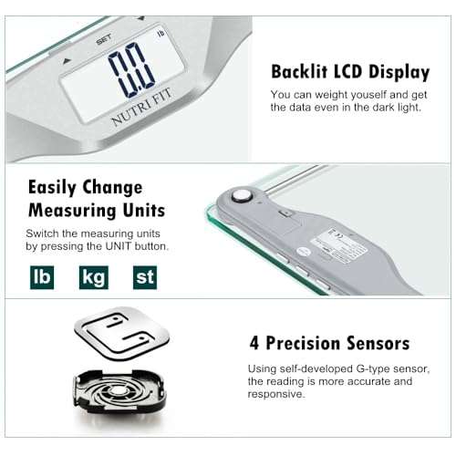 NUTRI FIT Digital Body Weight Bathroom Scale BMI, Accurate Weight Measurements Scale,Large Backlight Display and Step-On Technology,400 Pounds 6