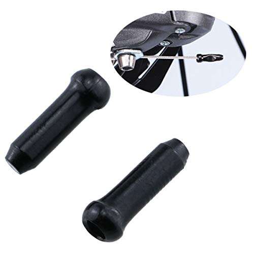 E-outstanding 50pcs Anodized Aluminum Alloy Bicycle Cable End Caps End Crimps Bicycle Line Pipe End Cap Inner Line Cover, Black 3
