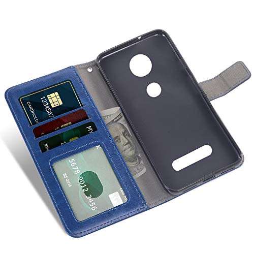 Asuwish Compatible with Moto Z2 Play Wallet Case Tempered Glass Screen Protector and Leather Flip Cover Card Holder Stand Phone Cases for Motorola MotoZ2Play Droid MotoZ2 2Play Z 2 2Z Z2play Blue 4