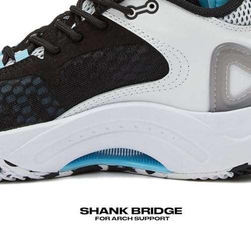 AND1 Scope Girls & Boys Basketball Shoes Kids, Boys High Top Sneakers - Black/White/Light Blue, 7 Big Kid 2