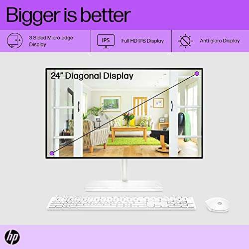 HP All-in-One PC 12th Gen Intel Core i5-12400T 24-inch(60.5 cm) FHD Micro-Edge Anti-glareDesktop (8GB RAM/1 TB SSD/Win 11/Wireless Keyboard and Mouse Combo/MSO/UHD Graphics/Starry White) 24-ck0660in 2