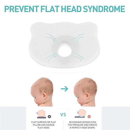 abracadabra Memory Foam Baby Head Shaping Pillow for Preventing Flat Head Syndrome, 0+ Years, 26 cm X 21 cm X 4 cm - Pink Check 5