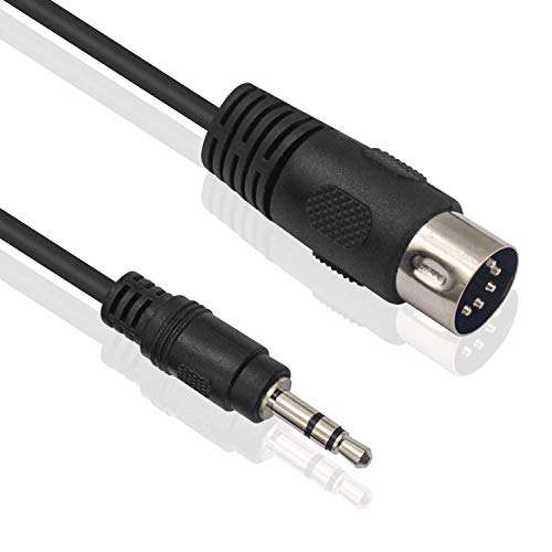 Poyiccot MIDI Cable, 1.5M/5Ft 5-Pin DIN Plugs Male to 3.5mm 1/8 inch TRS Male Jack Stereo Plug Converter Cable Audio Cable (DIN-3.5mm) 2