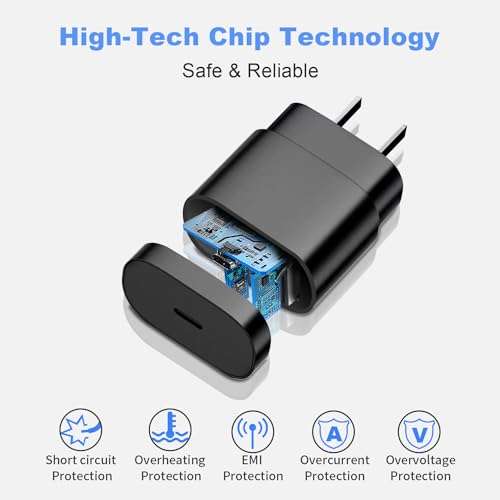 Type C Super Fast Charger, 25W PD USB C Wall Charger Block with 6FT USB C Cable Compatible with Galaxy S23 S22 S21 S20 Plus Ultra, Note 20 19 18 S10 S9 S8 4
