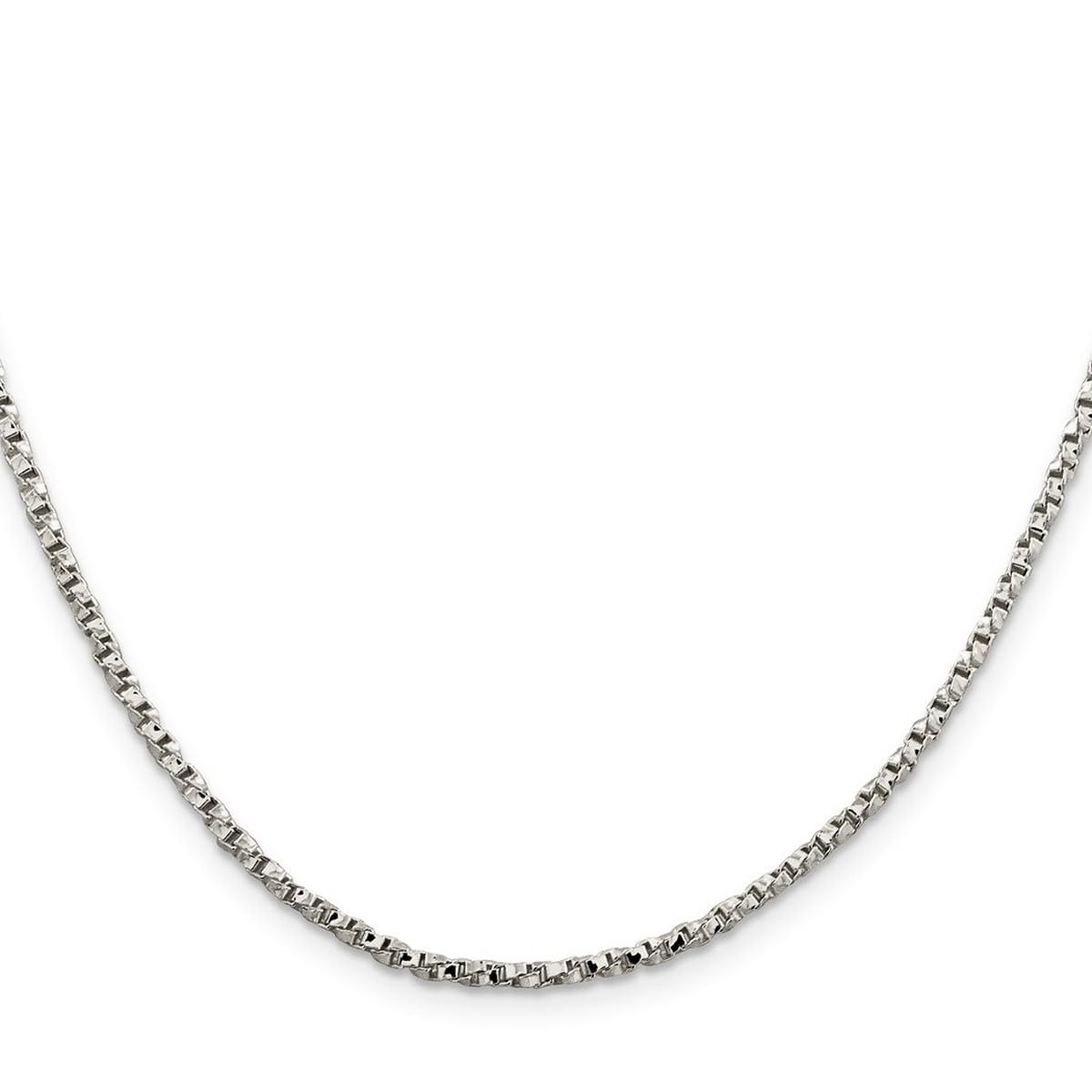 925 Sterling Silver Polished 2.25mm Twisted Box Chain Necklace 24 Inch Lobster Claw - Chain Necklace for Women 4