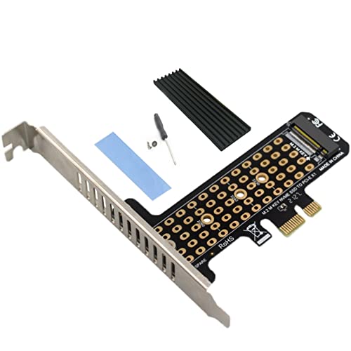 M.2 PCIe Adapter M.2 NVME AHCI SSD M Key to PCIeX1 Adapter Expansion Card Expansion, Support PCIe 3.0/4.0 with M.2 PCIe NVMe SSD Aluminum Alloy Heat Sink 1