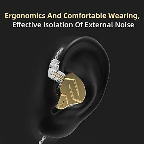 Earbuds Wired Headphone, KZ ZSN PRO X Dynamic Hybrid in Ear Monitor Noise Cancelling IEM HiFi Bass Clear Sound Earphone 3.5mm Jack with 2 Pin Detachable Cable for Sport Gaming Musicians (Gold) 4