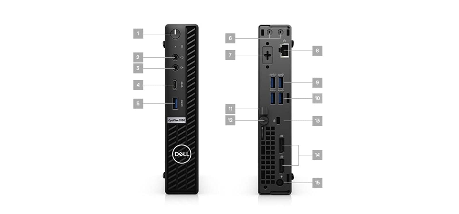 Dell Optiplex 7080 Micro Tower Desktop | Core i5-10500T - 256GB SSD Hard Drive - 8GB RAM | 6 cores @ 3.8 GHz Win 10 Pro Black 3