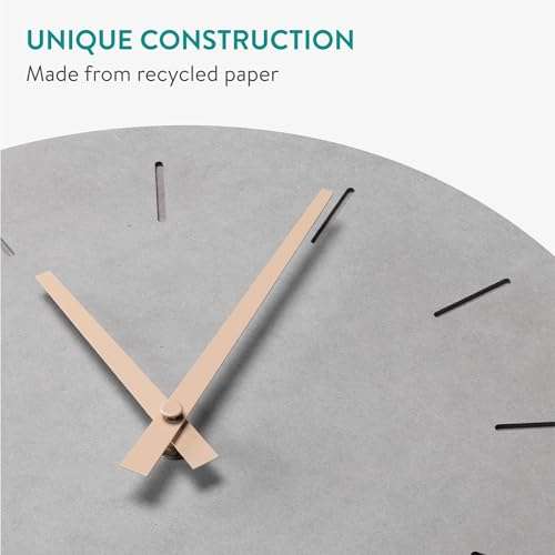 Navaris Wall Clock - 12" / 30.5cm Modern Clock for Bedroom Living Room Office Kitchen - Silent Non Ticking Battery Operated Clock - Lines 6