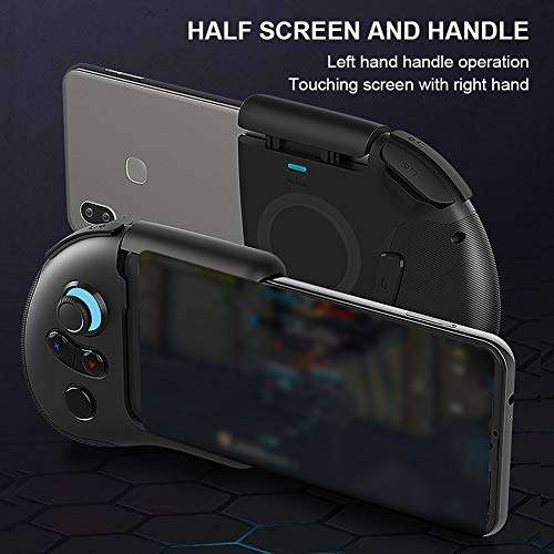 Bluetooth 5.0 Smart Gamepad, Ergonomic Intelligent Game Handle, Wireless Mini Mobile Game Controller Half Screen Half Handle Low Delay One Key Combo Joystick Fit for Android System 3