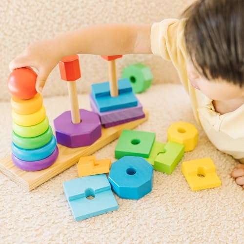 Melissa & Doug Geometric Stacker - Wooden Educational Toy,25 count(pack of 1) 2