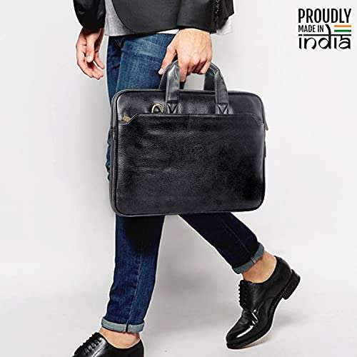 THE CLOWNFISH Unisex-Adult Jason Faux Leather Slim Expandable 15.6 Inch Laptop Messenger Bags Laptop Briefcase (Dark Brown) 2