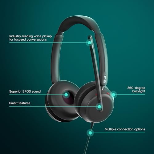 EPOS Impact 860T Double-Sided Wired USB C and USB A Headset with Noise-Canceling Mic, Microsoft Teams Certified, Super Wideband Audio, Comfortable Fit, Ideal for Business & Home Office Professionals 2