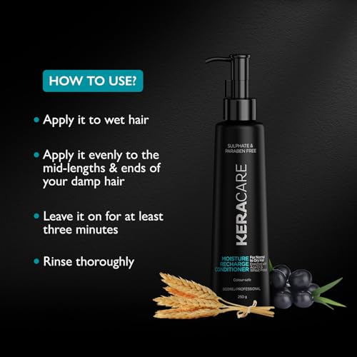 Godrej Professional Keracare Moisture Recharge Unscented Conditioner For All Hair Types (250G) | Helps Manage Frizz | Enriched With Acai Oil & Wheat Protein, 1 Count 4