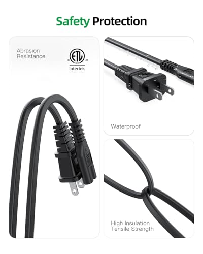 6 ft AC Power Cord Fit for Xbox Series X S, Xbox One X S, Sony PS4 PS5 PS3 PlayStation 4 5 3 Slim, Smart TVs, Printers, Universal Supply Cable Replacement - (ETL Listed Cable) 5