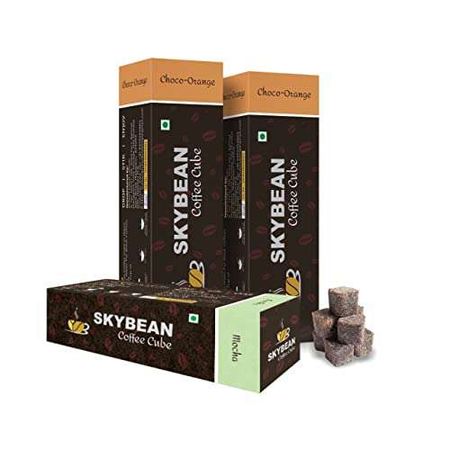 SKYBEAN Combo Pack Choco-Orange (Pack of 02) + Mocha (Pack of 1) Coffee Cube - 100g each Pack 100% Pure Coffee, Suitable for Hot & Cold Coffee Drink 1