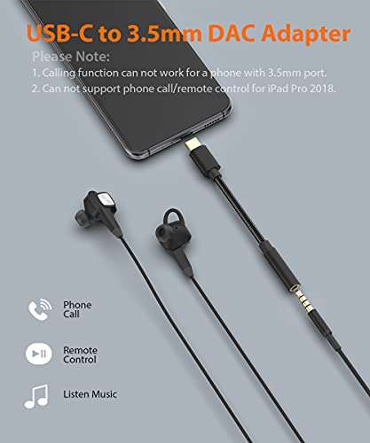 USB C to 3.5mm Headphone Jack Adapter, USB Type C to 1/8 inch Aux Audio Dongle Cable Converter Compatible with iPad Pro, Samsung Galaxy S21 S20 Ultra S20+ Note 20 S10 S9 Plus, Pixel 4 3 2 XL 2