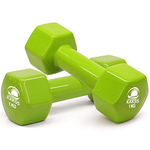 Kakss Vinyl Dumbbell (Pair) Fitness & Strength Dumbbells (Proudly Made in India) (1+1 = 2 KG, Multicolor)