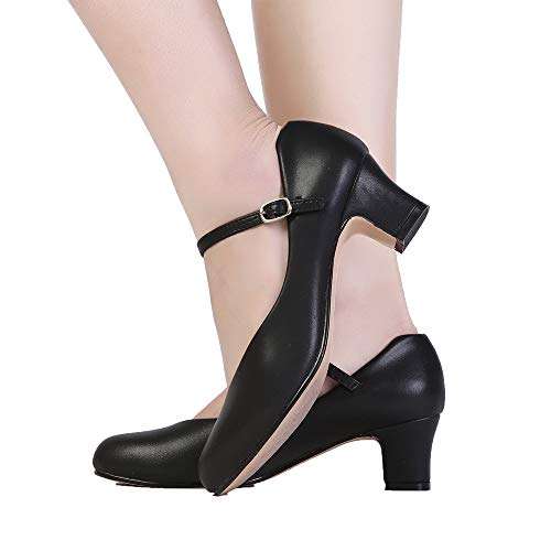 Stelle Character Shoes for Women Dance Shoes 1.5"/2" Ankle Strap Dancing Heels for Ballroom Salsa Tango Flamenco Latin (2''Black,8MW) 3